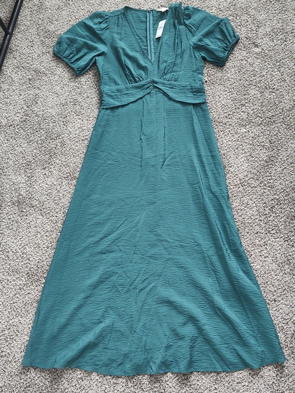 Loft Teal V-Neck Midi Dress